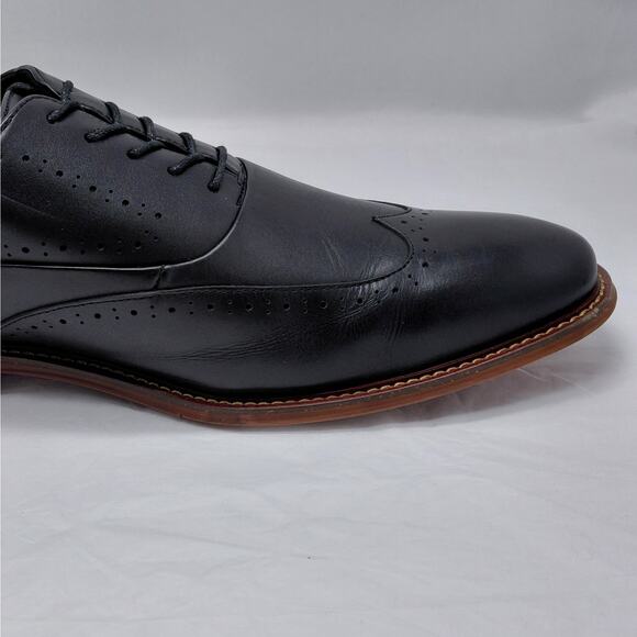 Stacy Adams Mens Dress Shoes Size 13 Black Leather Wingtip Oxford Lace Up Work - Picture 7 of 14